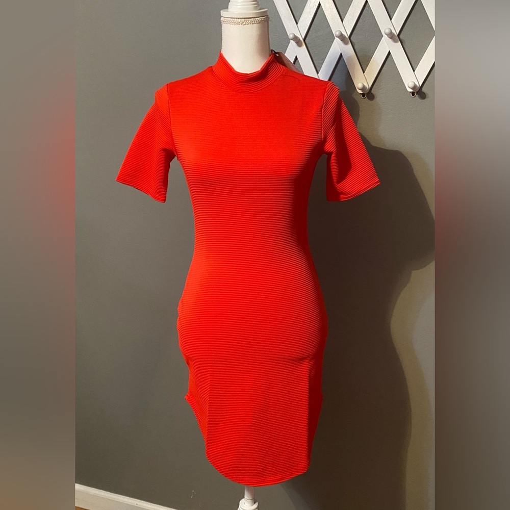 Boohoo Vibrant Red Midi Dress